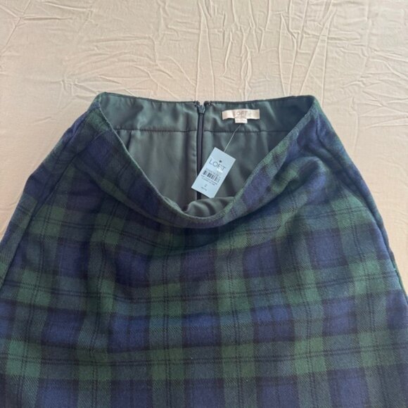 LOFT Green and Blue Plaid Mini A-Line Skirt NWT Size 2 - Picture 6 of 11